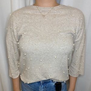 Zara Pearl Cream Swearer Top